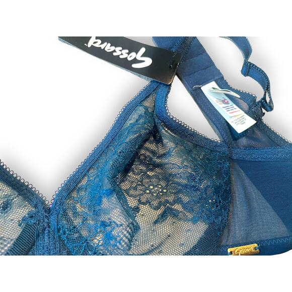 Gossard Glossies Lace Sheer Underwire Bra | 32A Teal Blue NEW 13001 - Picture 4 of 7